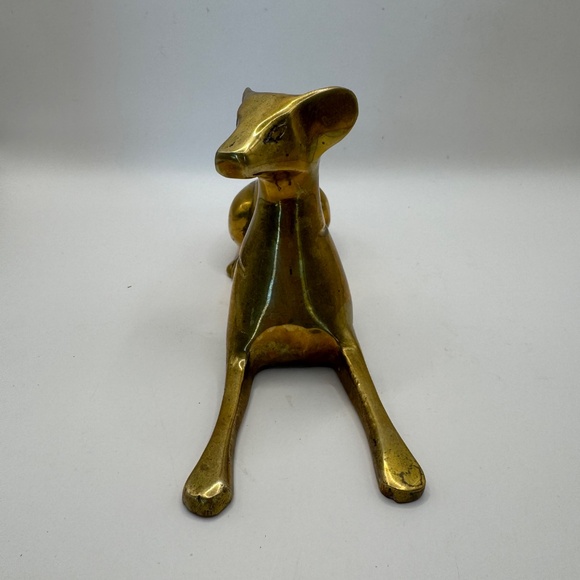 Brass dog figurine. MCM Brass Greyhound by Northcraft. Vintage brass dog decor. - Picture 3 of 9